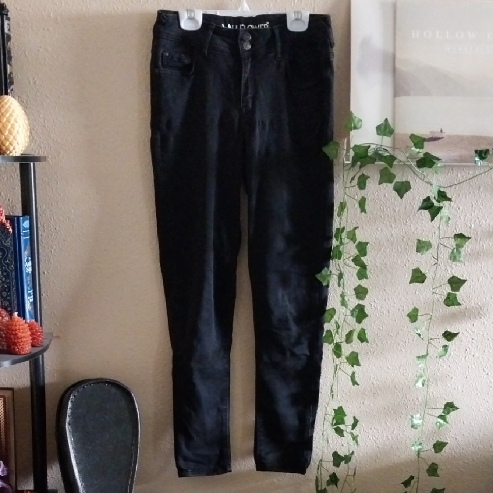 Women's Wallflower Black Denim Jeans with Red Stitching